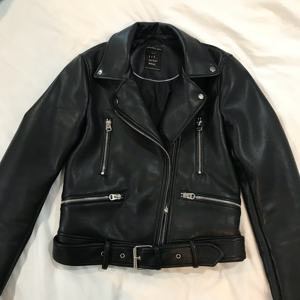New Zara faux leather biker jacket